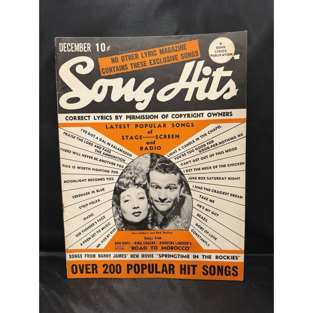 Vintage December 1942 Song Hits Magazine Road To Morocco Bing Crosby